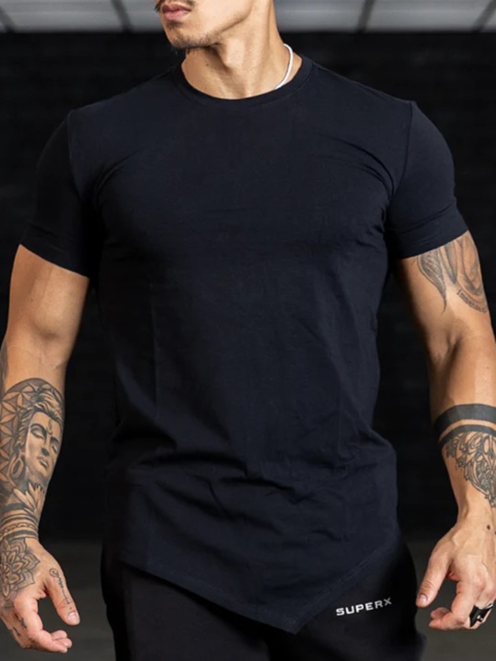 SuperX Origin T Shirt Arkham Black Asymmetrical Hem Tee Medium